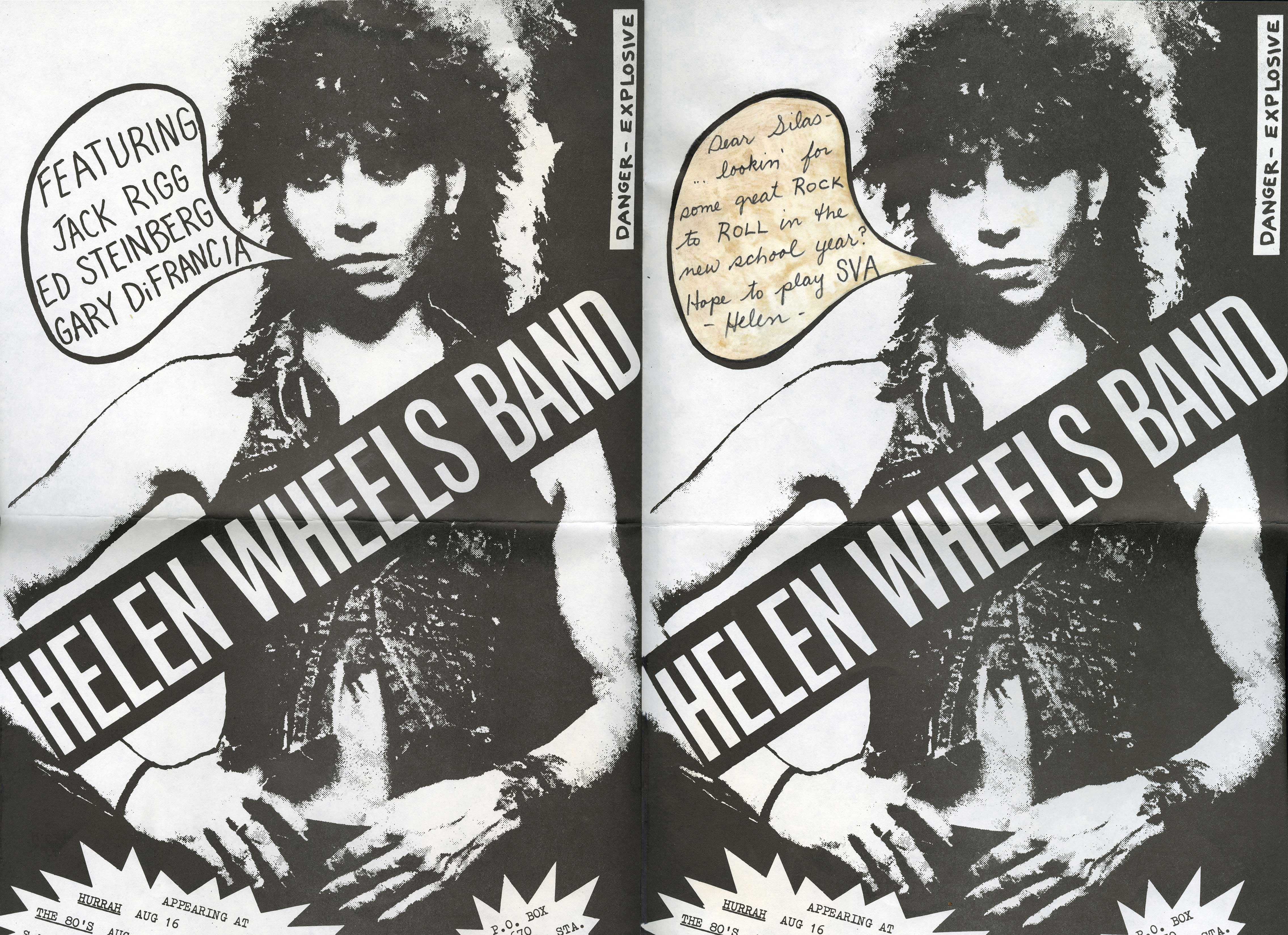 tough looking woman with leather vest and speech bubble in double